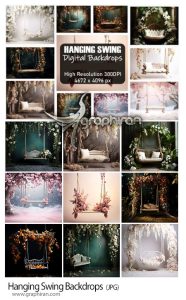 دانلود مجموعه بک دراپ تاب و گل های زیبا Hanging Swing Backdrops دانلود مجموعه بک دراپ تاب و گل های زیبا