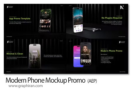 پروژه افترافکت پرومو موکاپ مدرن گوشی Modern Phone Mockup Promo