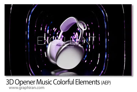 پروژه افترافکت اوپنر موزیک 3 بعدی 3D Opener Music Colorful Elements