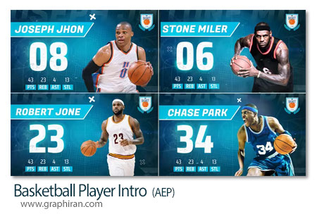 پروژه افترافکت اینترو معرفی بازیکنان بسکتبال Basketball Player Intro
