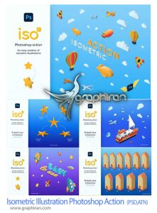 اکشن فتوشاپ تبدیل تصاویر به شکل ایزومتریک Isometric Illustration Photoshop Action اکشن فتوشاپ تبدیل تصاویر به شکل ایزومتریک
