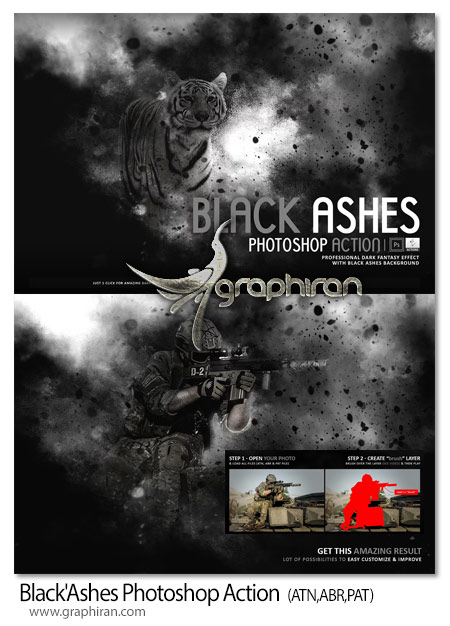 اکشن فتوشاپ افکت خاکسترهای سیاه پراکنده Black'Ashes Photoshop Action