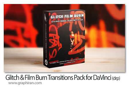 ترانزیشن های داوینچی ریزالو سوختن فیلم و گلیچ Glitch & Film Burn Transitions Pack for DaVinci Resolve