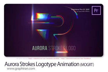 پروژه پریمیر انیمیشن لوگوتایپ خطوط شفق قطبی Aurora Strokes Logotype Animation