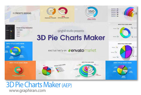 پروژه افترافکت ساخت نمودارهای دایره ای سه بعدی 3D Pie Charts Maker