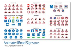 پروژه افتر افکت علائم راهنمایی و رانندگی متحرک Animated Road Signs پروژه افتر افکت علائم راهنمایی و رانندگی متحرک Animated Road Signs