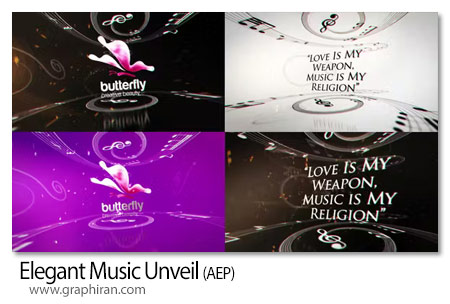پروژه افتر افکت معرفی موزیک با نام و لوگو Elegant Music Unveil