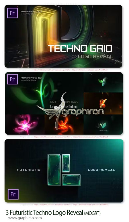 دانلود 3 پروژه پریمیر لوگوموشن های مدرن تکنو Futuristic Techno Logo Reveal