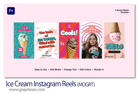 پروژه پریمیر استوری بستنی فروشی Ice Cream Instagram Reels
