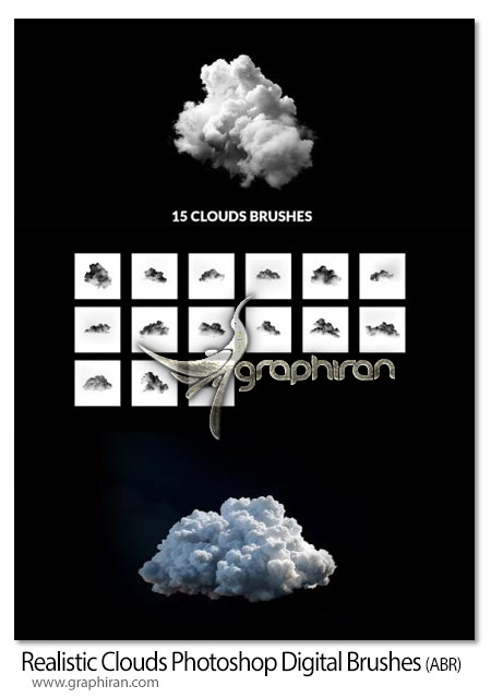 15 براش فتوشاپ ابر واقعی Realistic Clouds Photoshop Digital Brushes