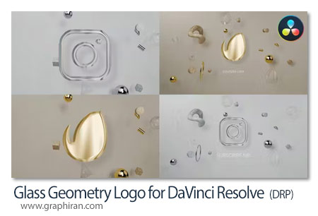 پروژه داوینچی ریزالو نمایش لوگو شیشه ای Glass Geometry Logo for DaVinci Resolve