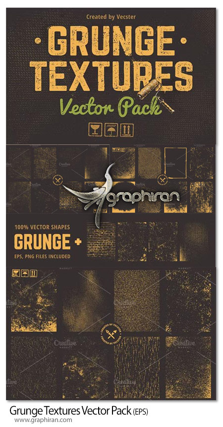 دانلود مجموعه وکتور تکسچرهای گرانج و کثیف Grunge Textures Vector Pack