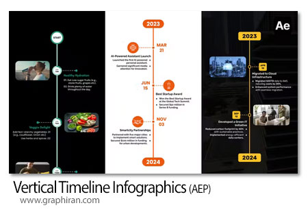 پروژه افتر افکت اینفوگرافیک تایم لاین عمودی Vertical Timeline Infographics