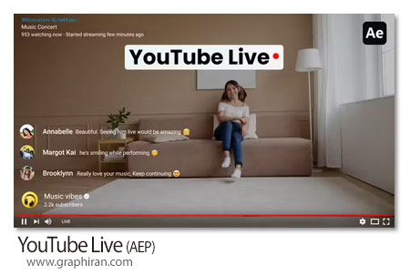 پروژه افتر افکت پخش زنده یوتیوب YouTube Live