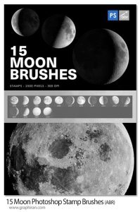 دانلود 15 براش فتوشاپ ماه Moon Photoshop Stamp Brushes براش فتوشاپ ماه