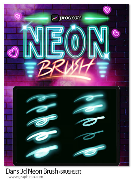 دانلود براش های پروکریت نئون 3 بعدی Dans 3d Neon Brush