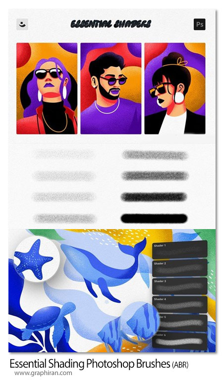 دانلود براش های فتوشاپ سایه زنی ضروری Essential Shading Photoshop Brushes