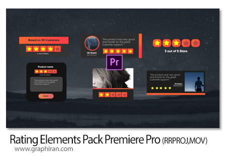 پروژه پریمیر المان های ستاره امتیازدهی Rating Elements Pack Premiere Pro