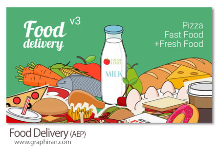 پروژه افترافکت کیت دلیوری و تحویل غذا Food Delivery