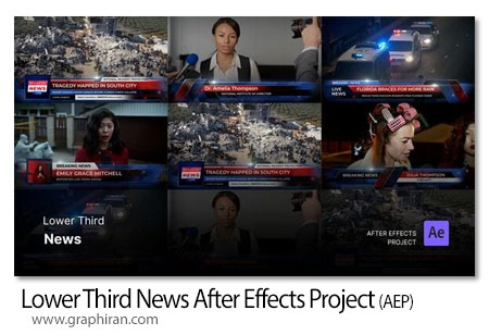 پروژه افترافکت زیرنویس اخبار با عکس و فیلم Lower Third News After Effects Project