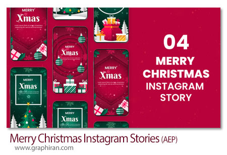 پروژه افترافکت استوری اینستاگرام تبریک کریسمس Merry Christmas Instagram Stories