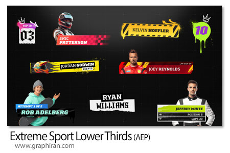 پروژه افترافکت زیرنویس های اکشن ورزشی Extreme Sport Lower Thirds