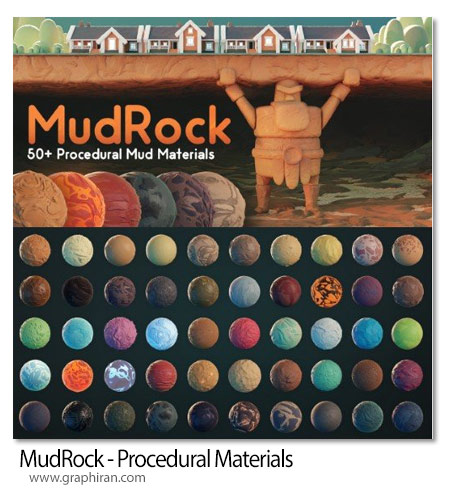 دانلود 50 متریال خاک و سنگ برای بلندر MudRock - Procedural Materials