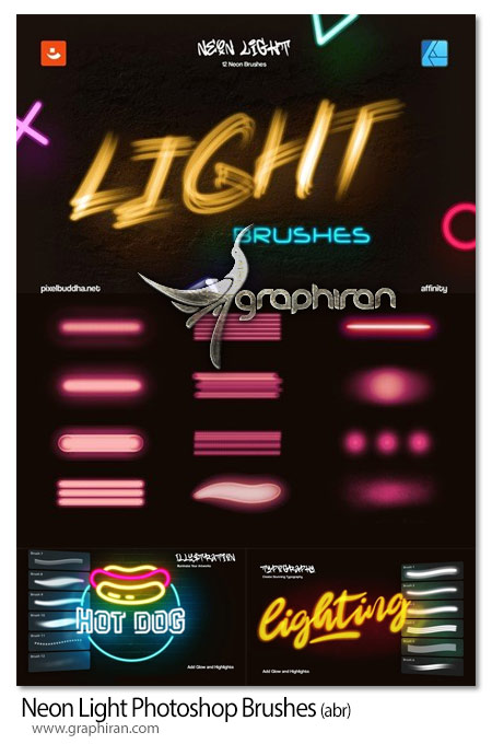 دانلود 12 براش فتوشاپ نور نئون Neon Light Photoshop Brushes