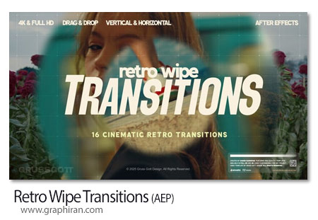 دانلود ترانزیشن های افترافکت پاک شدن قدیمی Retro Wipe Transitions