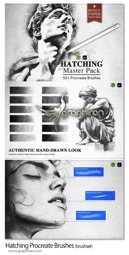 دانلود براش پروکریت سایه زنی و هاشور زنی Hatching Procreate Brushes
