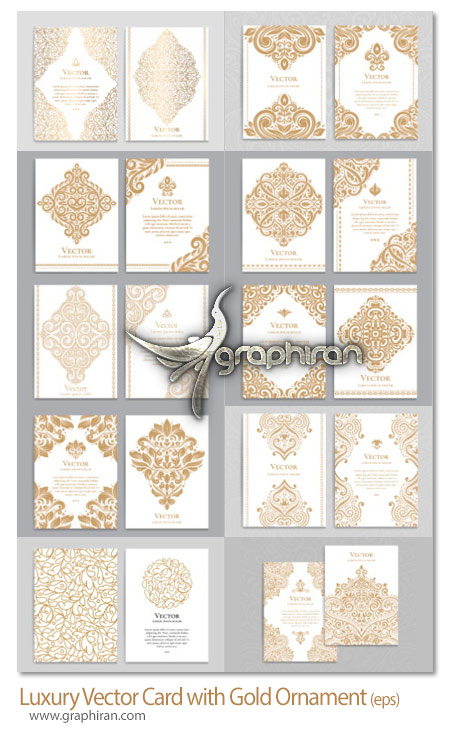 دانلود 10 طرح وکتور کارت با تزئینات طلایی Fotolia Luxury Vector Card with Gold Ornament