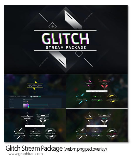 دانلود پکیچ اورلی استریم سبک گلیچ و نویز دیجیتال Glitch Stream Package