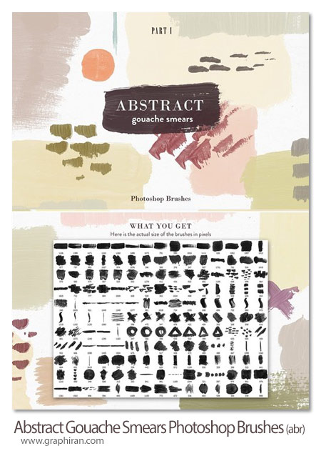 دانلود 165 براش فتوشاپ لکه گواش Abstract Gouache Smears Photoshop Brushes