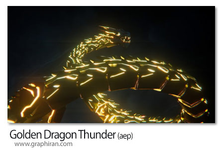 پروژه افترافکت اینترو لوگو با اژدهای طلایی Golden Dragon Thunder