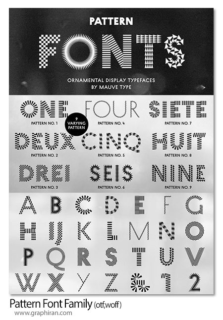 دانلود مجموعه فونت های پترن دار Pattern Font Family