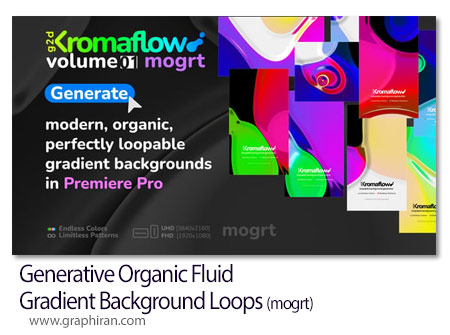 پروژه پریمیر ساخت بک گراندهای گرادینت لوپ بی نهایت Generative Organic Fluid Gradient Background Loops