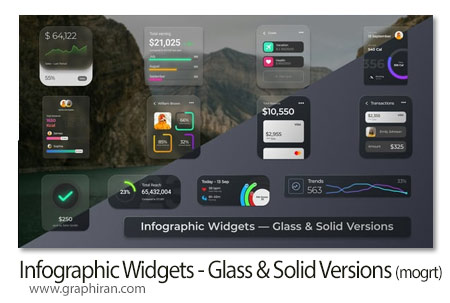 پروژه پریمیر ویجت های اینفوگرافیک Infographic Widgets - Glass & Solid Versions