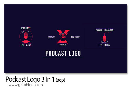 پروژه افترافکت نمایش لوگو پادکست Podcast Logo 3In1