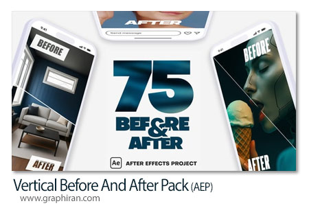 پروژه افترافکت مقایسه قبل و بعدی عمودی Vertical Before And After Pack