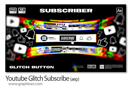 پروژه افترافکت المان های سابسکرایب گلیچ یوتیوب Youtube Glitch Subscribe