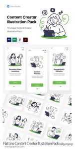 طرح های وکتور تصویر سازی با موضوع تولید محتوا Flat Line Content Creator Illustration Pack طرح های وکتور تصویر سازی با موضوع تولید محتوا Flat Line Content Creator Illustration Pack