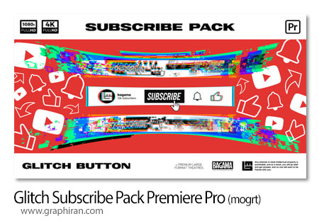 پروژه پریمیر المان های سابسکرایب گلیچ یوتیوب Youtube Glitch Subscribe Premiere Pro