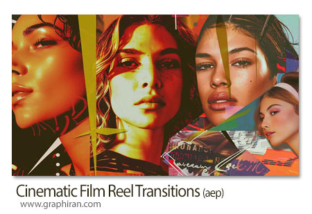 پروژه افترافکت ترانزیشن و افکت فیلم سینمایی قدیمی Cinematic Film Reel Transitions - Old Movie Style FX
