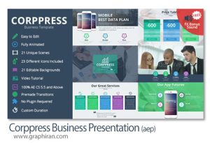 پروژه افترافکت پرزنتیشن تجاری حرفه ای Corppress Business Presentation پروژه افترافکت پرزنتیشن تجاری حرفه ای Corppress Business Presentation