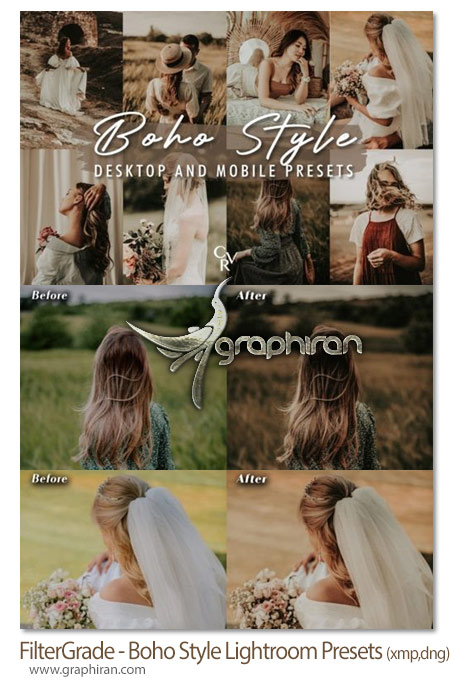 پریست های لایت روم رنگ های بوهو FilterGrade - Boho Style Lightroom Presets