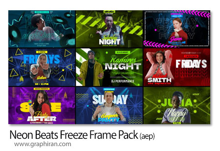 پروژه افترافکت پک فریز فریم نئون Neon Beats Freeze Frame Pack