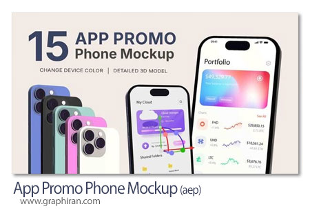 پروژه افترافکت موکاپ گوشی موبایل App Promo Phone Mockup