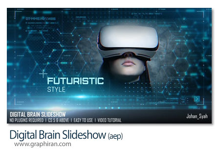 پروژه افترافکت اسلایدشو مغز دیجیتال، نورونها، هولوگرام Digital Brain Slideshow