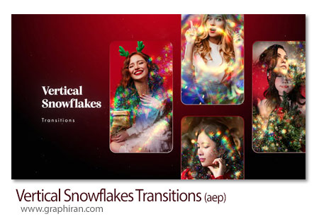 ترانزیشن های عمودی افترافکت دانه های برف رنگی Vertical Snowflakes Transitions