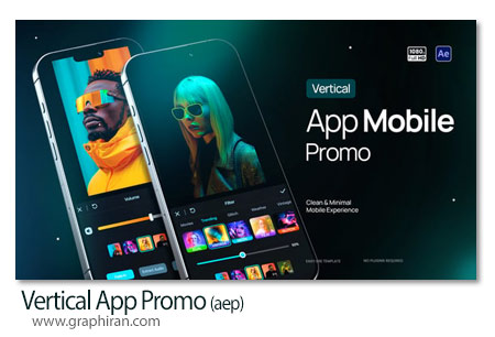 پروژه افترافکت تیزر معرفی اپ موبایل عمودی Vertical App Promo